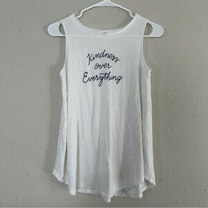 🦋 Old Navy Kindness over Everything White Sleeveless Tee Tank Top Summer Casual